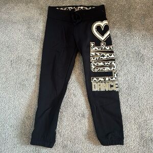 Justice Black Love Dance Joggers. Size 5